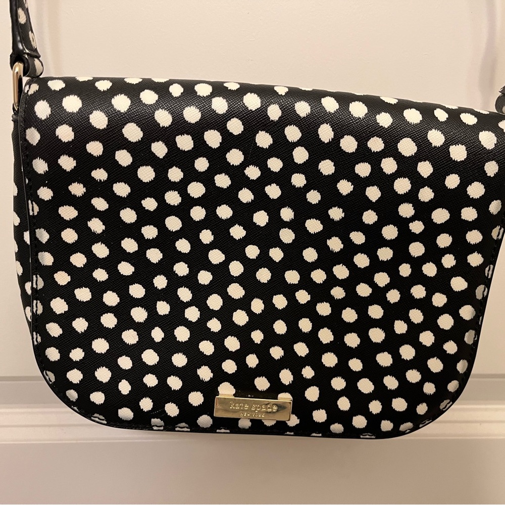 Kate Spade Black and Cream Dotted Crossbody Bag